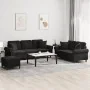 Juego de sofás con cojines 3 piezas terciopelo negro by , Sofas - Ref: Foro24-3202285, Price: 640,74 €, Discount: %