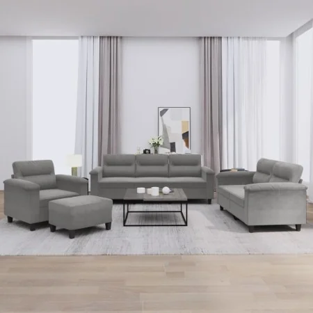 Juego de sofás con cojines 4 piezas tela microfibra gris oscuro von , Sofas - Ref: Foro24-3202298, Preis: 799,13 €, Rabatt: %