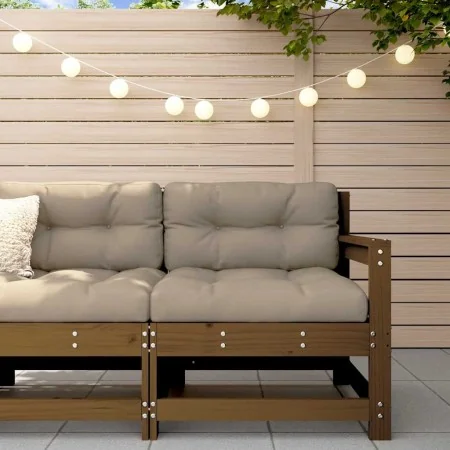 Sillón de jardín con cojines madera maciza de pino marrón miel by , Modular outdoor sofas - Ref: Foro24-825572, Price: 132,48...