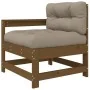 Sillón de jardín con cojines madera maciza de pino marrón miel by , Modular outdoor sofas - Ref: Foro24-825572, Price: 132,48...