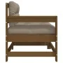 Sillón de jardín con cojines madera maciza de pino marrón miel by , Modular outdoor sofas - Ref: Foro24-825572, Price: 132,48...