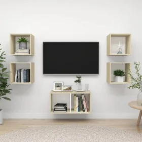 Muebles de salón 5 pzas madera ingeniería blanco y roble Sonoma von , TV-Möbel - Ref: Foro24-3079606, Preis: 130,08 €, Rabatt: %