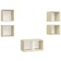 Muebles de salón 5 pzas madera ingeniería blanco y roble Sonoma by , TV Furniture - Ref: Foro24-3079606, Price: 130,08 €, Dis...
