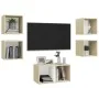 Muebles de salón 5 pzas madera ingeniería blanco y roble Sonoma by , TV Furniture - Ref: Foro24-3079606, Price: 130,08 €, Dis...
