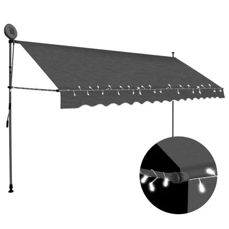 Toldo manual retráctil con LED gris antracita 400 cm | Foro24.es | Tu tienda online para hogar, jardín y más Foro24.es