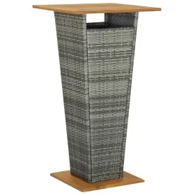 Mesa alta ratán sintético y madera de acacia gris