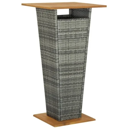 Mesa alta ratán sintético y madera de acacia gris 60x60x110 cm | Foro24.es | Tu tienda online para hogar, jardín y más Foro24.es