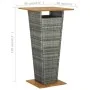 Mesa alta ratán sintético y madera de acacia gris 60x60x110 cm | Foro24.es | Tu tienda online para hogar, jardín y más Foro24.es