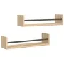 Estantes de pared con barras 2 uds roble Sonoma 60x16x14 cm by , Shelves and shelves - Ref: Foro24-835435, Price: 25,91 €, Di...