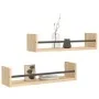Estantes de pared con barras 2 uds roble Sonoma 60x16x14 cm by , Shelves and shelves - Ref: Foro24-835435, Price: 25,91 €, Di...