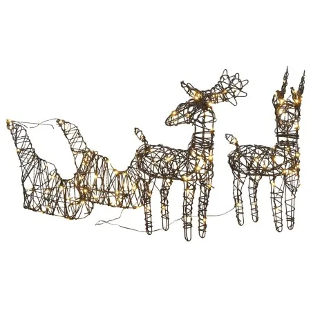 Reno y trineo de Navidad 160 LED ratán blanco cálido | Foro24.es | Tu tienda online para hogar, jardín y más Foro24.es