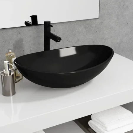 Lavabo de vidrio templado negro 54,5x35x15,5 cm de , Lavabos - Ref: Foro24-345250, Precio: 106,33 €, Descuento: %