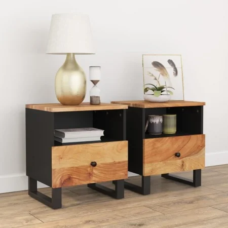 Mesitas de noche 2 uds madera maciza acacia y contrachapada by , Nightstands - Ref: Foro24-350651, Price: 111,66 €, Discount:...