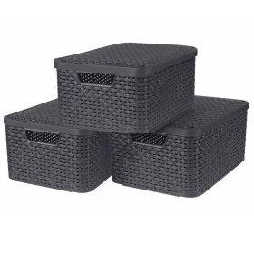 Curver Cajas de almacenaje con tapa Style 3 unidades M gris antracita von , Aufbewahrungskörbe - Ref: Foro24-427234, Preis: 6...