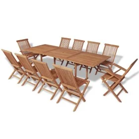 Set comedor de jardín 11 pzas con sillas plegables teca maciza by , Garden sets - Ref: Foro24-43043, Price: 898,13 €, Discoun...