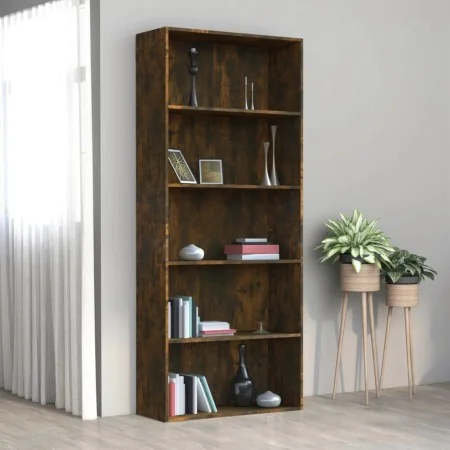 Estantería 5 baldas contrachapada roble ahumado 80x30x189 cm by , Bookcases and shelves - Ref: Foro24-815402, Price: 130,40 €...