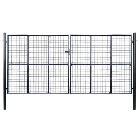 Puerta de malla de jardín acero galvanizado 400x175 cm gris de , Puertas de jardín - Ref: Foro24-143378, Precio: 675,16 €, De...