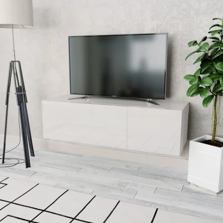 Mueble para TV madera contrachapada blanco brillo 120x40x34 cm | Foro24.es | Tu tienda online para hogar, jardín y más Foro24.es