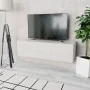 Mueble para TV madera contrachapada blanco brillo 120x40x34 cm | Foro24.es | Tu tienda online para hogar, jardín y más Foro24.es
