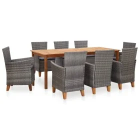 Set de comedor 9 pzas ratán sintético madera