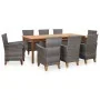 Set de comedor 9 pzas ratán sintético madera maciza acacia gris | Foro24.es | Tu tienda online para hogar, jardín y más Foro24.es