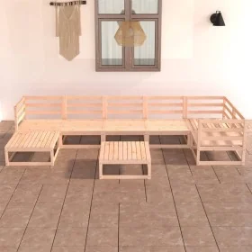 Juego de muebles de jardín 8 piezas madera maciza