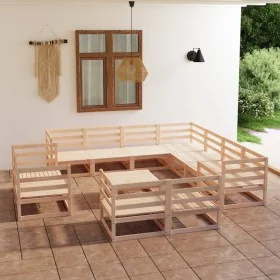 Juego de muebles de jardín 12 piezas madera