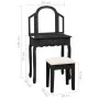 Tocador y taburete madera paulownia negro 65x36x128 cm von , Schlafzimmerkommoden - Ref: Foro24-289336, Preis: 159,36 €, Raba...