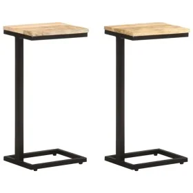 Mesitas auxiliares 2 uds madera mango rugosa