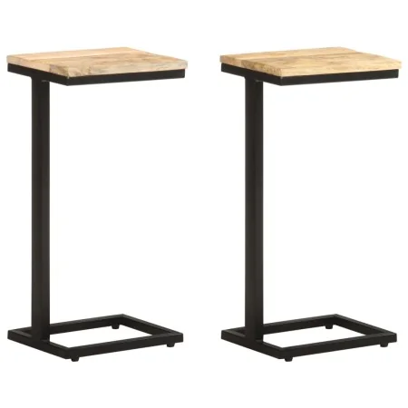 Mesitas auxiliares 2 uds madera mango rugosa 31,5x24,5x64,5 cm | Foro24.es | Tu tienda online para hogar, jardín y más Foro24.es