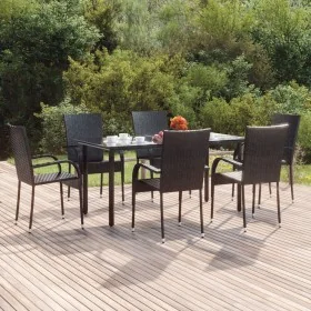Juego de comedor de jardín 7 piezas ratán sintético negro by , Garden sets - Ref: Foro24-3156657, Price: 454,34 €, Discount: %
