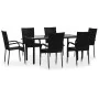 Juego de comedor de jardín 7 piezas ratán sintético negro de , Conjuntos de jardín - Ref: Foro24-3156657, Precio: 445,39 €, D...