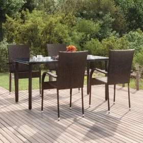 Juego de comedor de jardín 5 piezas ratán sintético marrón by , Garden sets - Ref: Foro24-3156660, Price: 358,84 €, Discount: %