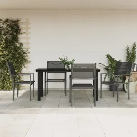 Juego de comedor para jardín 5 piezas acero y textilene negro de , Conjuntos de jardín - Ref: Foro24-3200730, Precio: 324,86 ...