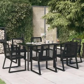 Juego de comedor para jardín 7 piezas ratán PVC negro by , Garden sets - Ref: Foro24-3156545, Price: 604,13 €, Discount: %