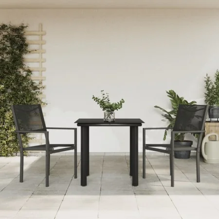 Juego de comedor para jardín 3 piezas acero y textilene negro de , Conjuntos de jardín - Ref: Foro24-3200726, Precio: 173,82 ...