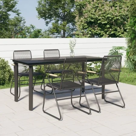 Juego de comedor de jardín 5 piezas ratán PVC negro de , Conjuntos de jardín - Ref: Foro24-3156572, Precio: 341,05 €, Descuen...