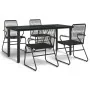 Juego de comedor de jardín 5 piezas ratán PVC negro de , Conjuntos de jardín - Ref: Foro24-3156572, Precio: 341,05 €, Descuen...