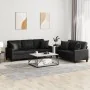 Juego de sofás con cojines 2 piezas cuero sintético negro by , Sofas - Ref: Foro24-3201388, Price: 508,18 €, Discount: %