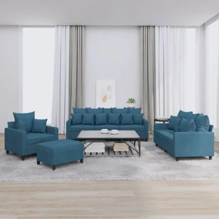 Juego de sofás con cojines 4 piezas terciopelo azul by , Sofas - Ref: Foro24-3201699, Price: 718,26 €, Discount: %