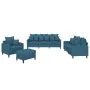 Juego de sofás con cojines 4 piezas terciopelo azul by , Sofas - Ref: Foro24-3201699, Price: 718,26 €, Discount: %