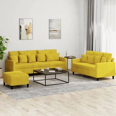 Juego de sofás con cojines 3 piezas terciopelo amarillo by , Sofas - Ref: Foro24-3201736, Price: 471,78 €, Discount: %