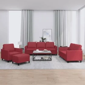 Juego de sofás con cojines 4 piezas cuero