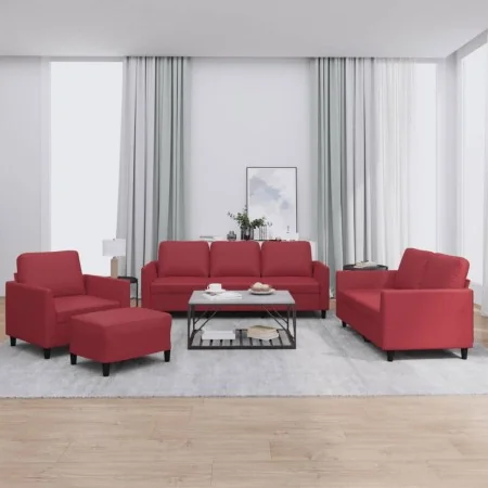 Juego de sofás con cojines 4 piezas cuero sintético rojo tinto von , Sofas - Ref: Foro24-3201748, Preis: 624,51 €, Rabatt: %