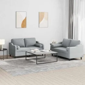 Juego de sofás con cojines 2 piezas tela gris claro von , Sofas - Ref: Foro24-3201818, Preis: 455,31 €, Rabatt: -5%%