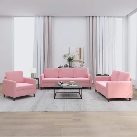 Juego de sofás 3 piezas terciopelo rosa de , Sofás - Ref: Foro24-3201937, Precio: 710,94 €, Descuento: %