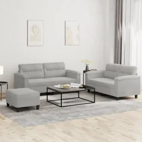 Juego de sofás con cojines 3 piezas tela microfibra gris claro by , Sofas - Ref: Foro24-3202321, Price: 494,20 €, Discount: -5%%