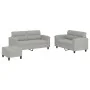 Juego de sofás con cojines 3 piezas tela microfibra gris claro by , Sofas - Ref: Foro24-3202321, Price: 494,20 €, Discount: -5%%
