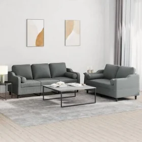 Juego de sofás con cojines 2 piezas tela gris oscuro by , Sofas - Ref: Foro24-3201851, Price: 503,66 €, Discount: %