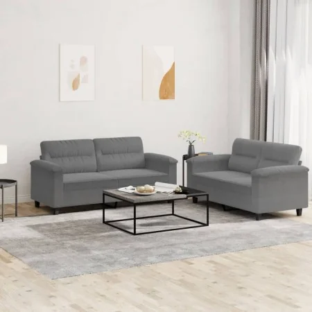 Juego de sofás con cojines 2 piezas tela microfibra gris oscuro by , Sofas - Ref: Foro24-3202316, Price: 466,82 €, Discount: %